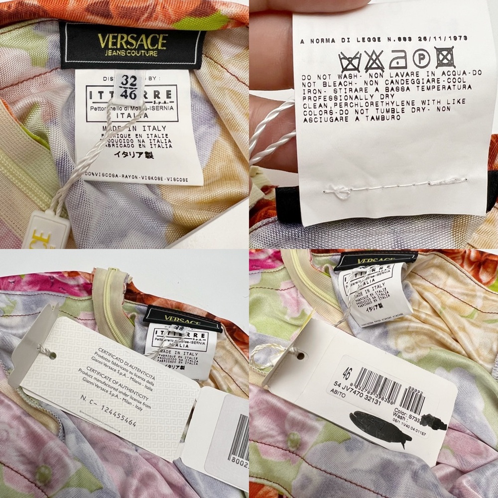 Y2K 2000s VERSACE Jeans Couture Bold Floral Jersey Slip Dress IT 46 Medium/Large - Picture 8 of 8